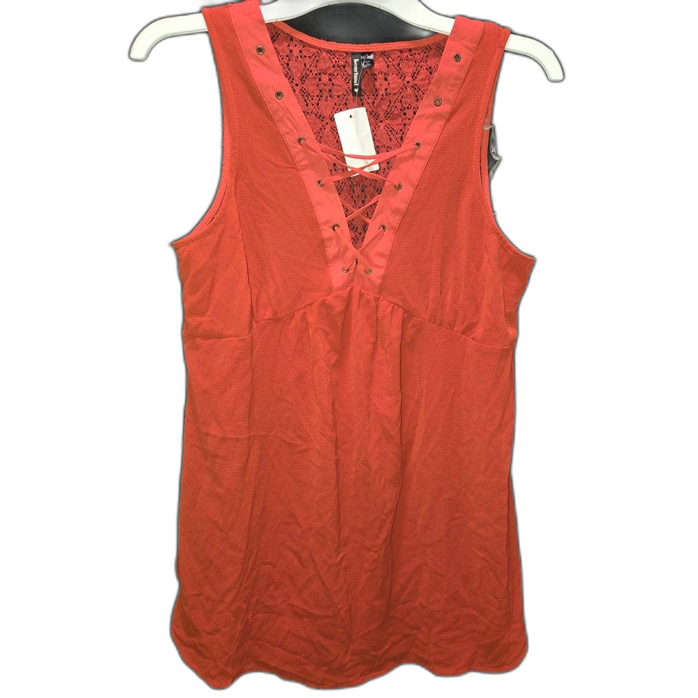 NWT Heartsoul Womens Whimsigoth Lace Up Sleeveless Tunic Crochet Lace Back Sz XL